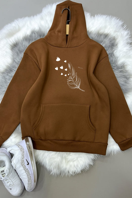 Brown Hoodie Feather