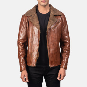 Alberto Shearling Black Leather Jacket