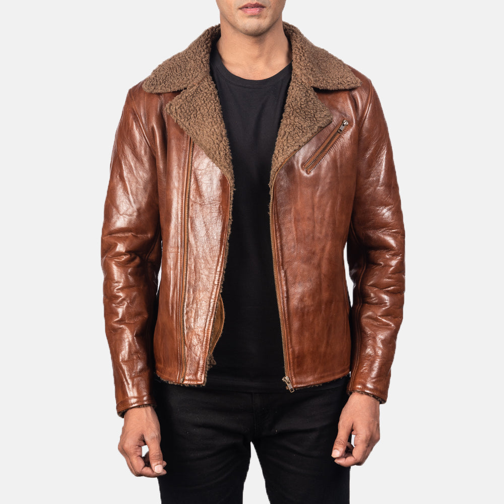 Alberto Shearling Black Leather Jacket