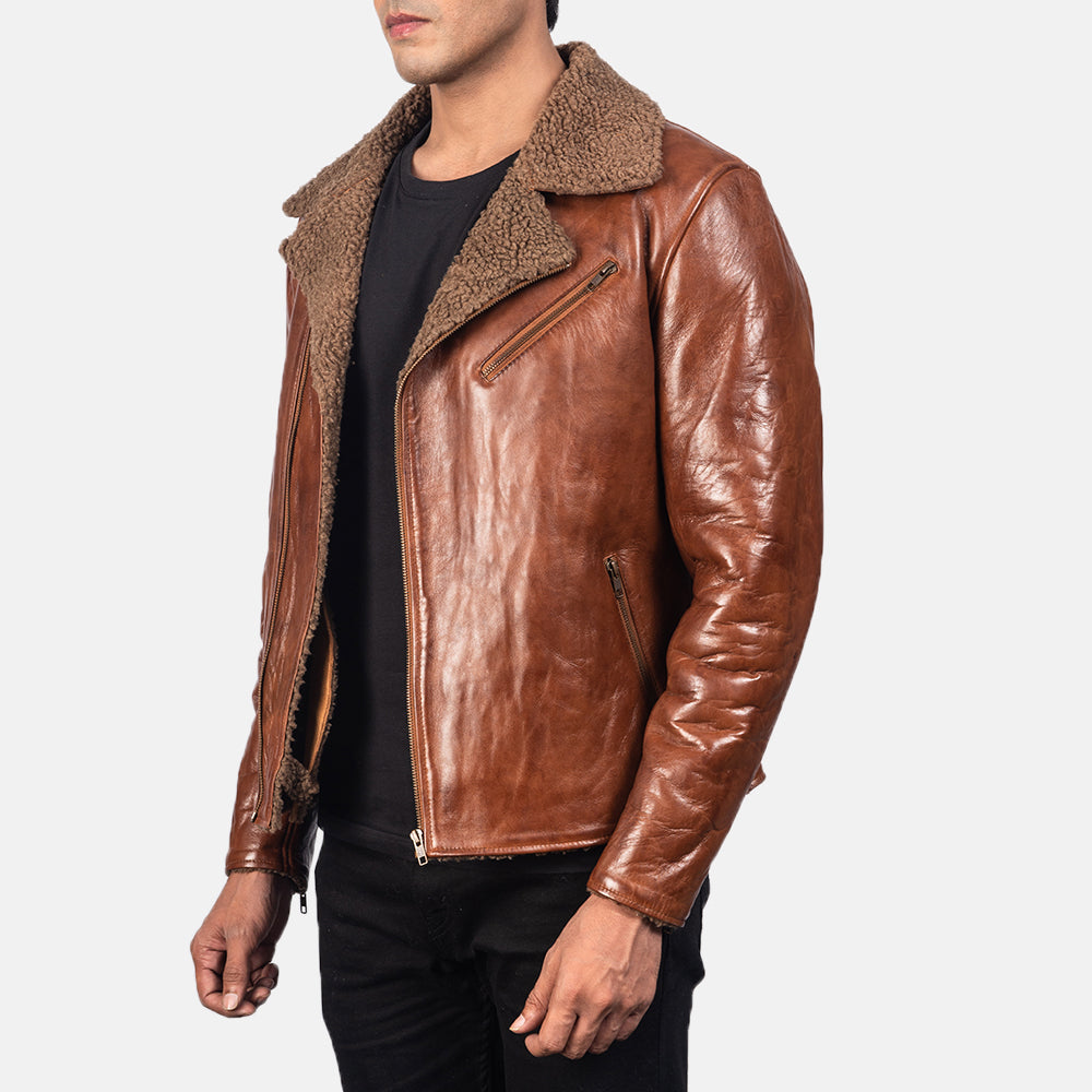 Alberto Shearling Black Leather Jacket