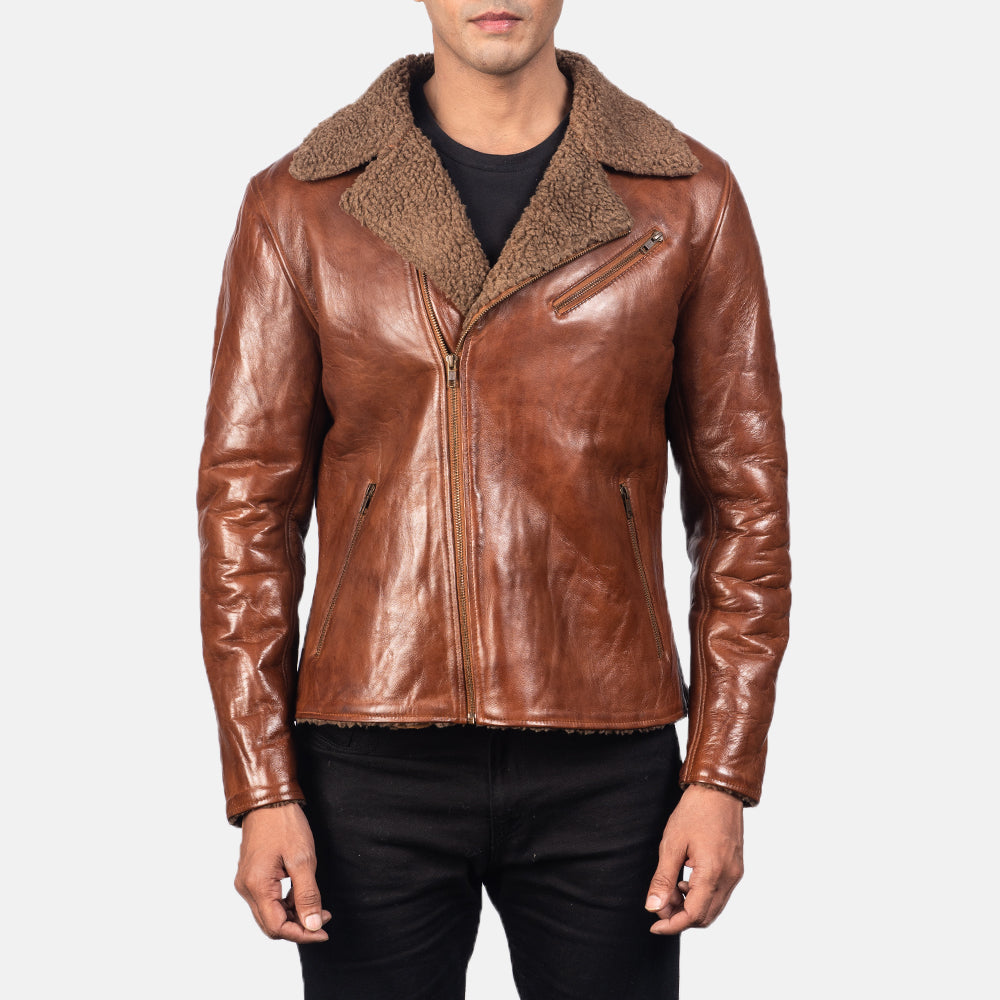 Alberto Shearling Black Leather Jacket