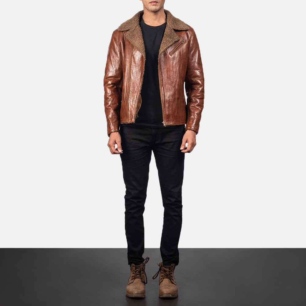 Alberto Shearling Black Leather Jacket