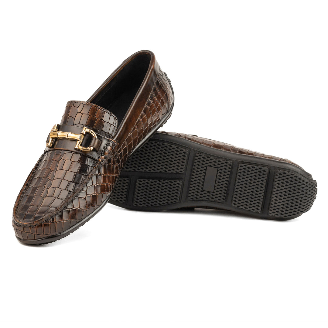 Men's Dark Brown Suede Penny Loafers with Leather Trim
