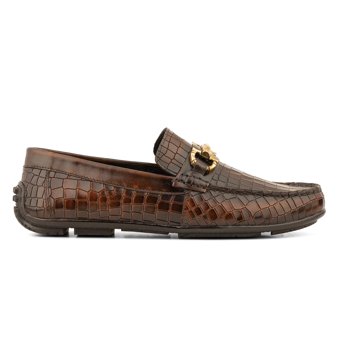 Men's Dark Brown Suede Penny Loafers with Leather Trim