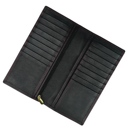 Classic Leather Long Wallet – 12-Slot Card Organizer with Zipper Coin Pocket & Smartphone Compartment
