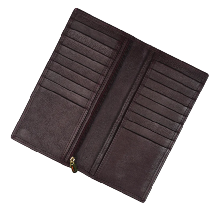 Classic Leather Long Wallet – 12-Slot Card Organizer with Zipper Coin Pocket & Smartphone Compartment