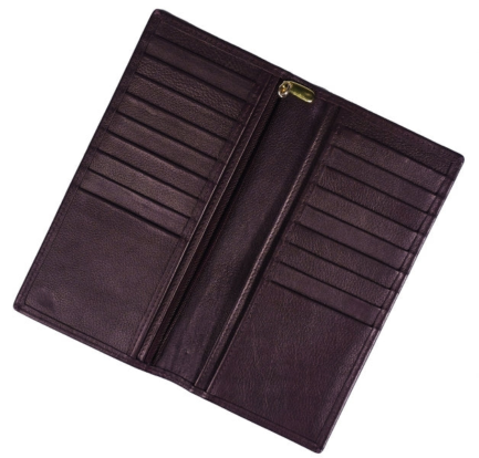 Classic Leather Long Wallet – 12-Slot Card Organizer with Zipper Coin Pocket & Smartphone Compartment