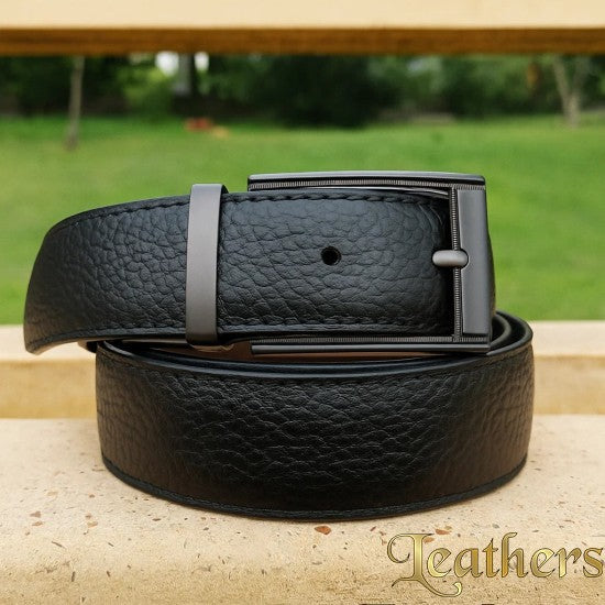 Double Sided Black Premium Dress Leather Belt For Men