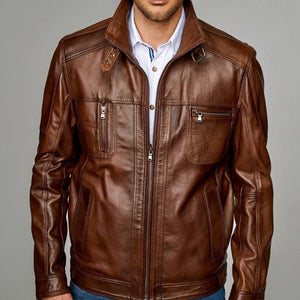 Maverick | Men's Brown Sheepskin Leather Jacket