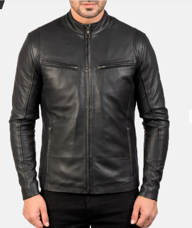 Ionic Black Leather Biker Jacket