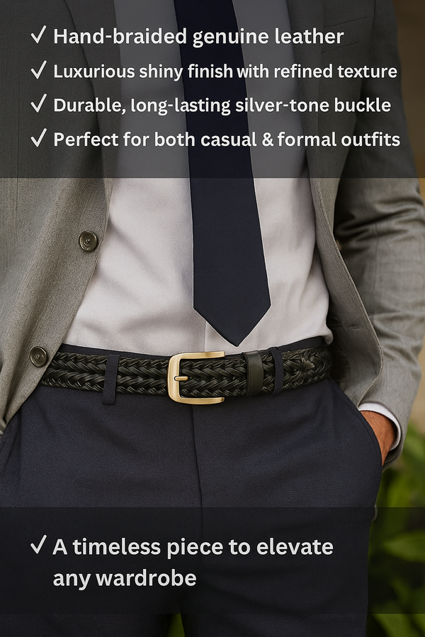 Stylish Braided Men’s Leather Belt