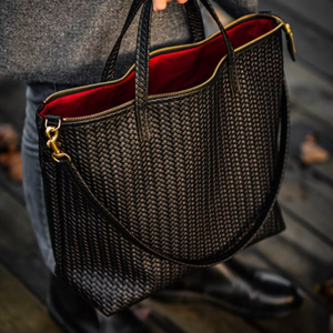 TURKISH TOTE BAG – LEATHER HERRINGBONE ZIPPER BAG MULTI COLOURS