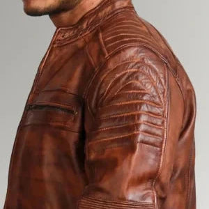 The Waxed Rider | Men's Sheepskin Brown Leather Jacket