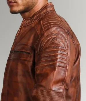 The Waxed Rider | Men's Sheepskin Brown Leather Jacket