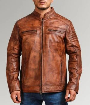 The Waxed Rider | Men's Sheepskin Brown Leather Jacket