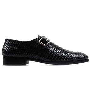 Men's Slate black Pebbled Leather Driving Loafers with Gold Bit