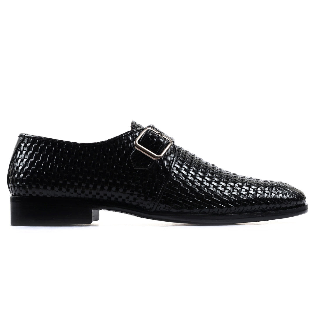 Men's Slate black Pebbled Leather Driving Loafers with Gold Bit