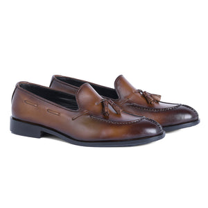 Men's Patina Leather Tassel Loafers