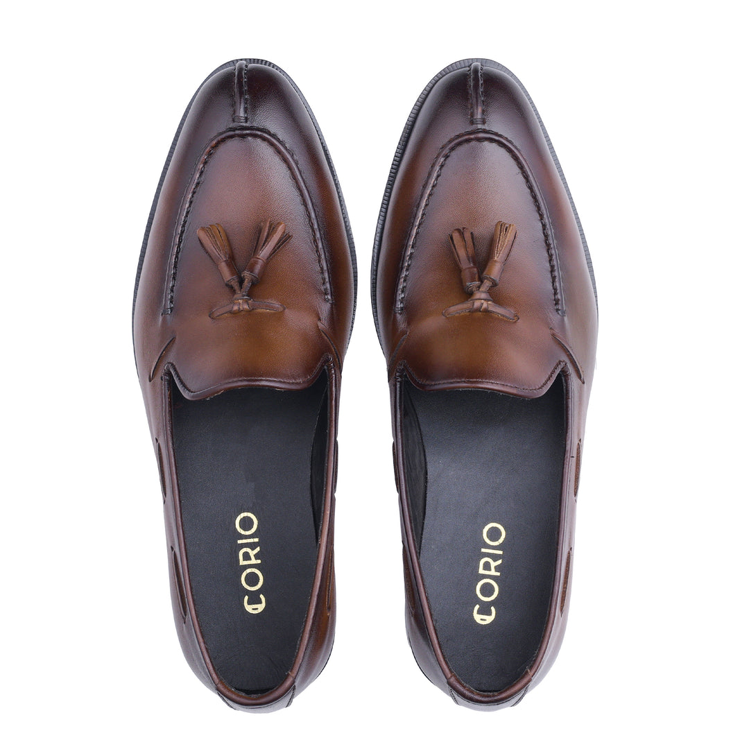 Men's Patina Leather Tassel Loafers