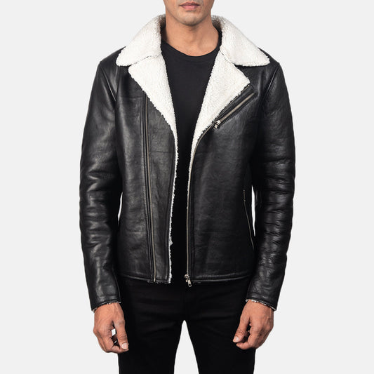 Alberto Shearling Black Leather Jacket