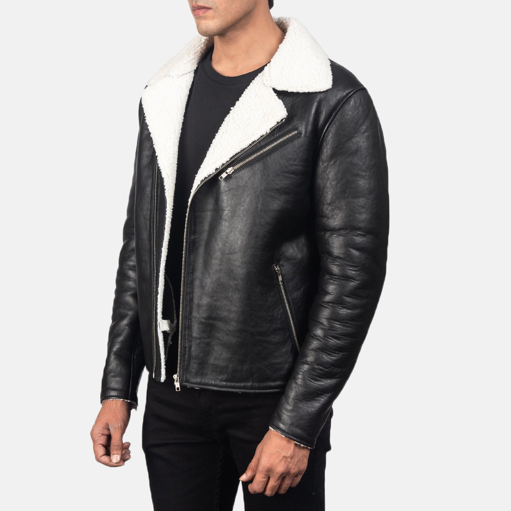 Alberto Shearling Black Leather Jacket