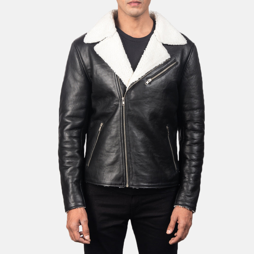 Alberto Shearling Black Leather Jacket