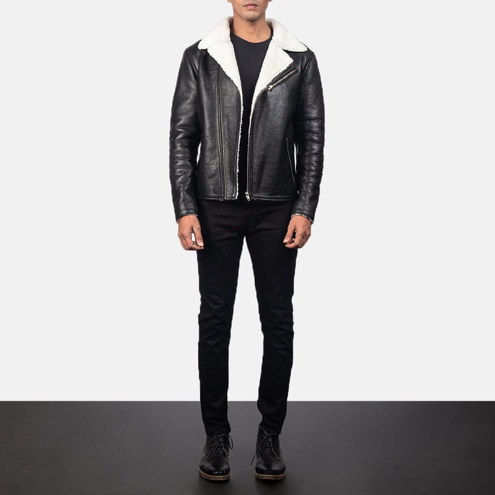 Alberto Shearling Black Leather Jacket