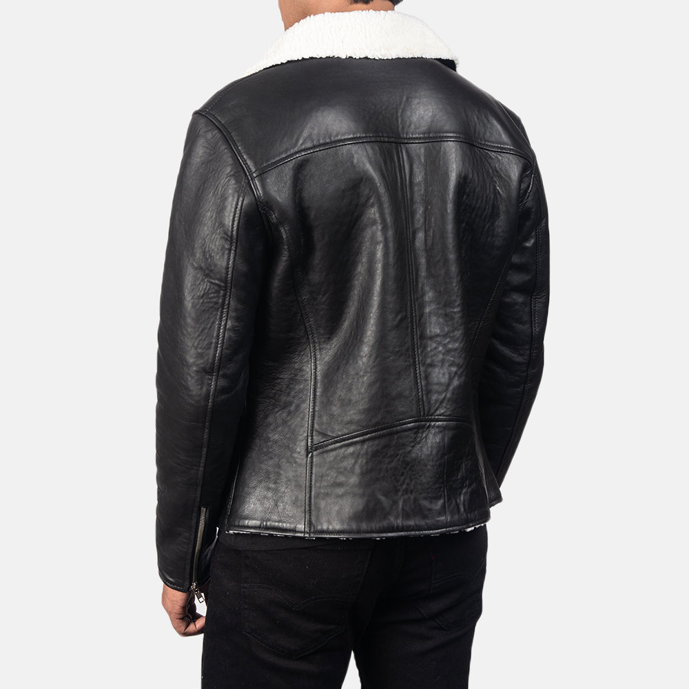 Alberto Shearling Black Leather Jacket