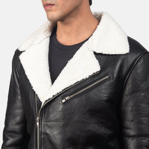 Alberto Shearling Black Leather Jacket