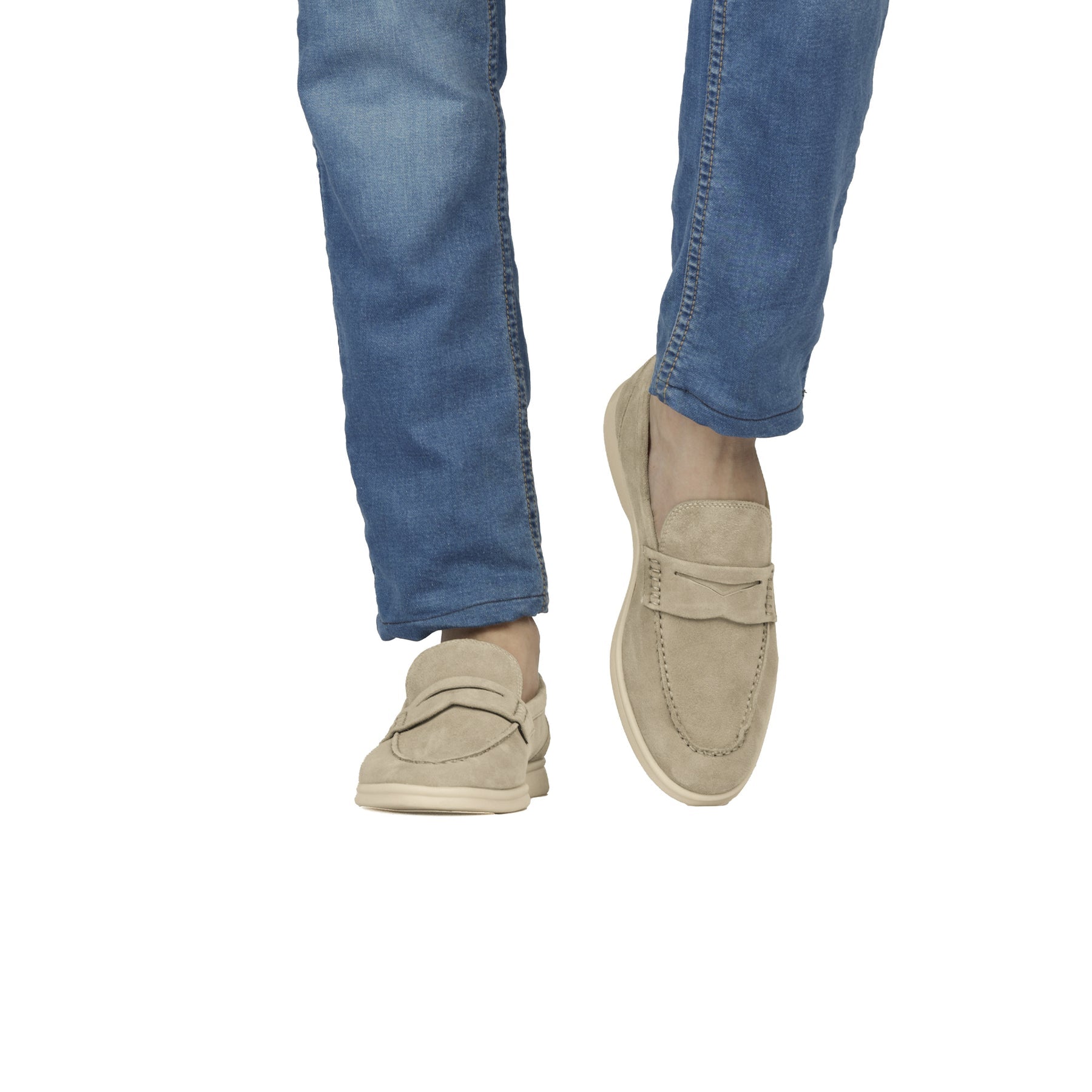 Men's beige Suede Cow Leather Penny Loafers