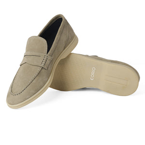 Men's beige Suede Cow Leather Penny Loafers