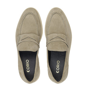 Men's beige Suede Cow Leather Penny Loafers