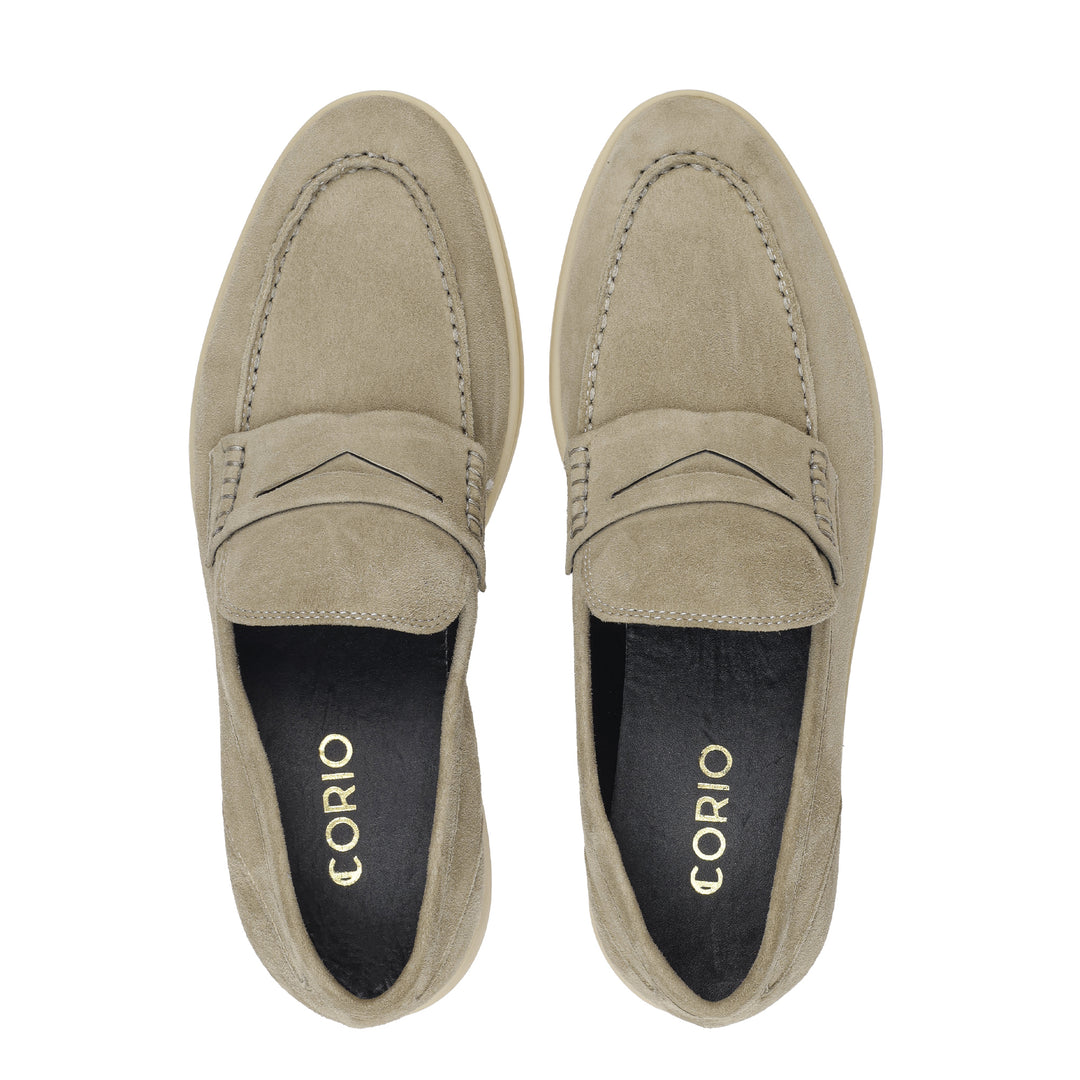 Men's beige Suede Cow Leather Penny Loafers