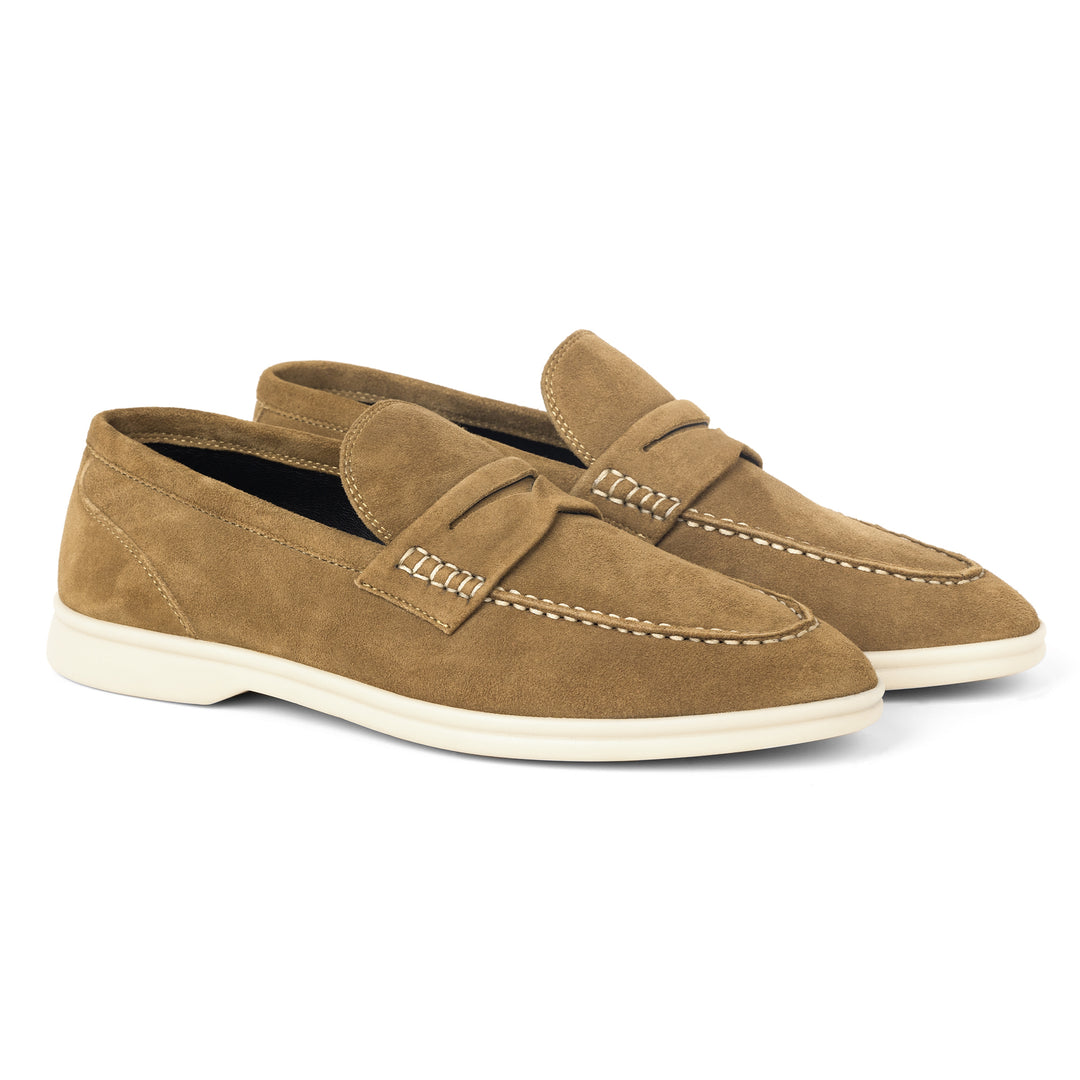 Men's beige Suede Cow Leather Penny Loafers