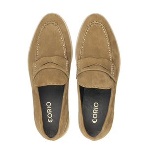 Men's beige Suede Cow Leather Penny Loafers