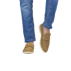 Men's beige Suede Cow Leather Penny Loafers