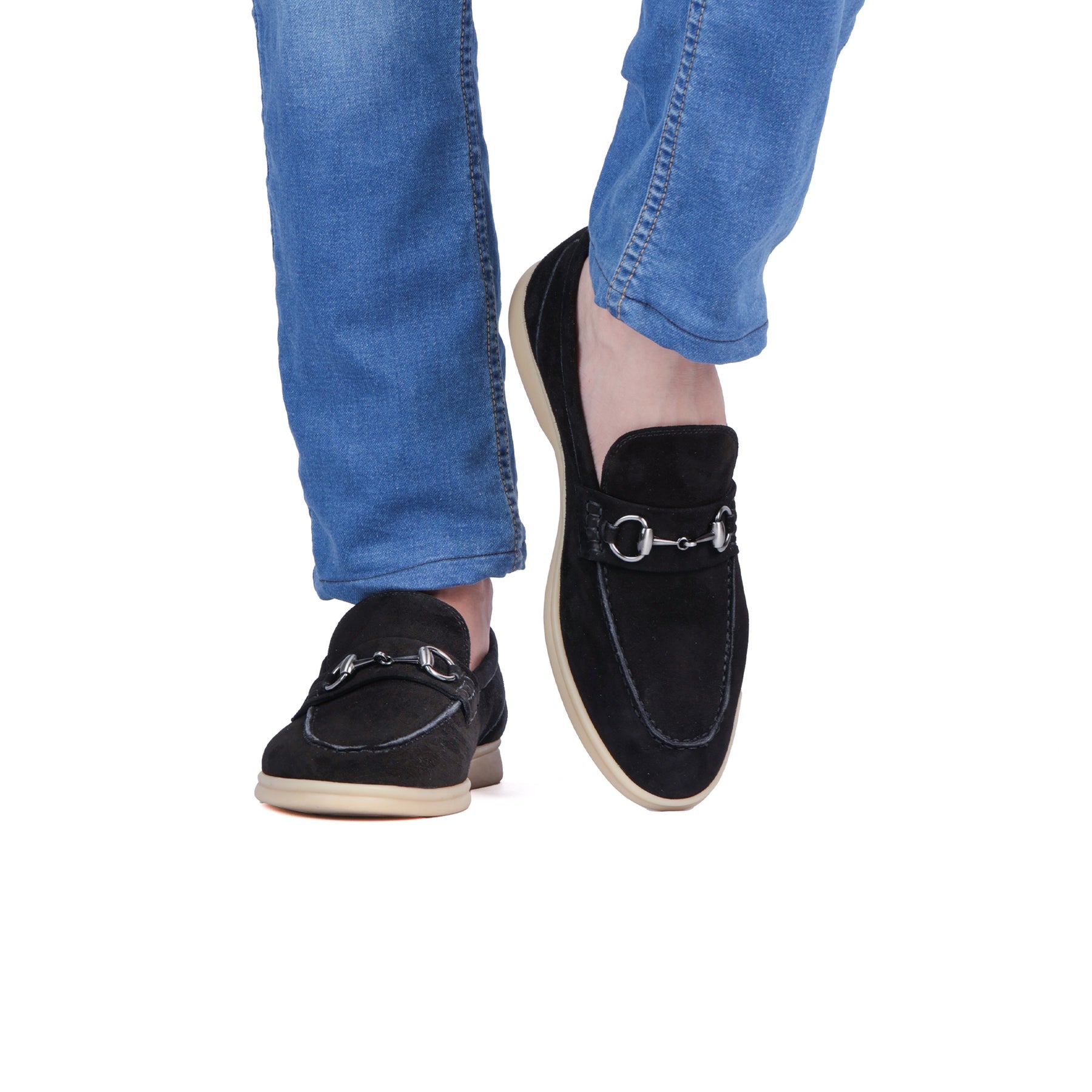 Men's Black Suede Horsebit Loafers
