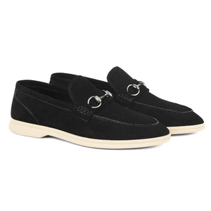 Men's Black Suede Horsebit Loafers
