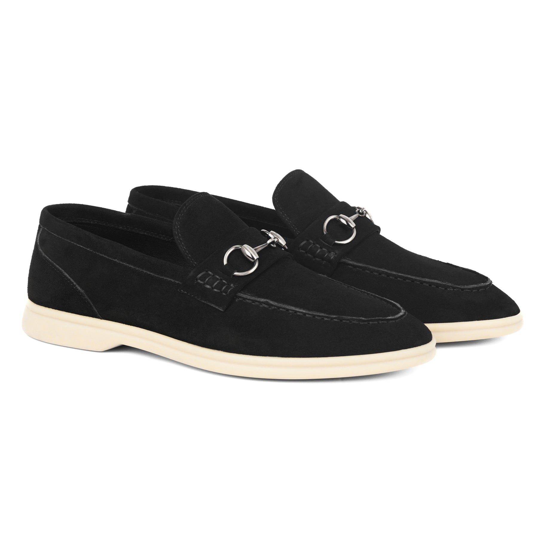 Men's Black Suede Horsebit Loafers