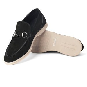 Men's Black Suede Horsebit Loafers
