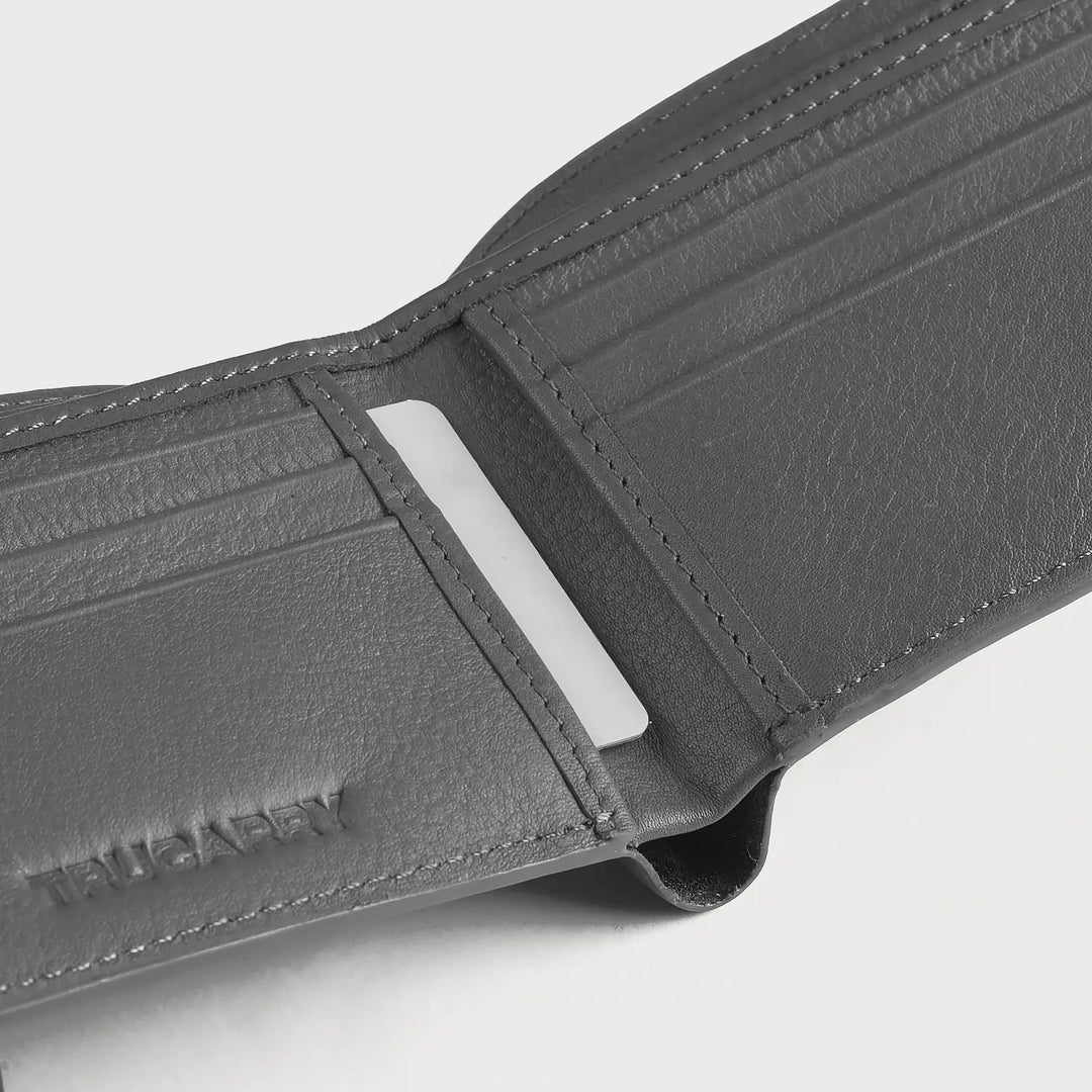 Voren Grey Leather Bi-fold Wallet