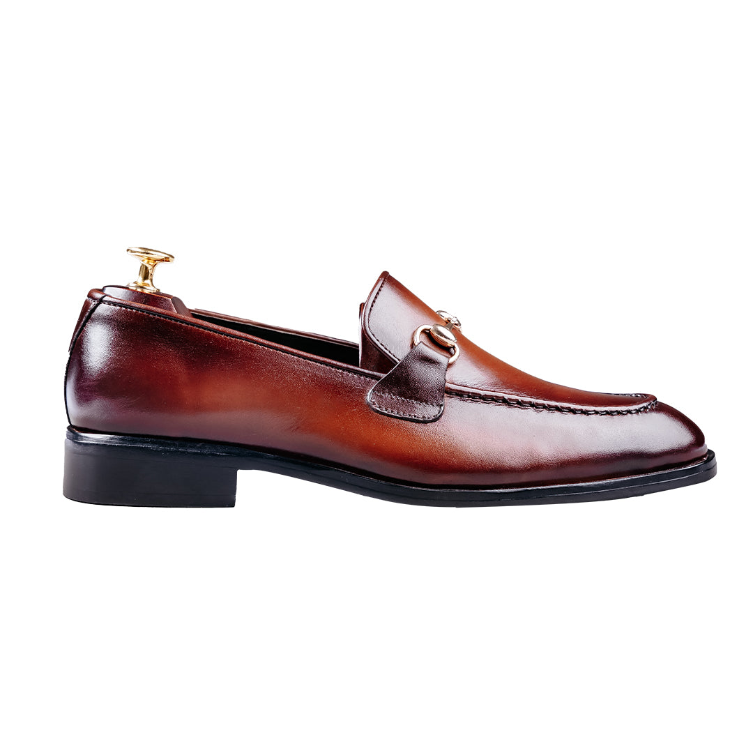 Men's Burnished Brown Leather Horsebit Loafers