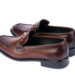 Men's Burnished Brown Leather Horsebit Loafers