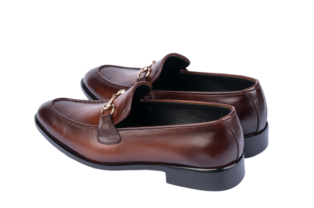 Men's Burnished Brown Leather Horsebit Loafers