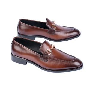 Men's Burnished Brown Leather Horsebit Loafers