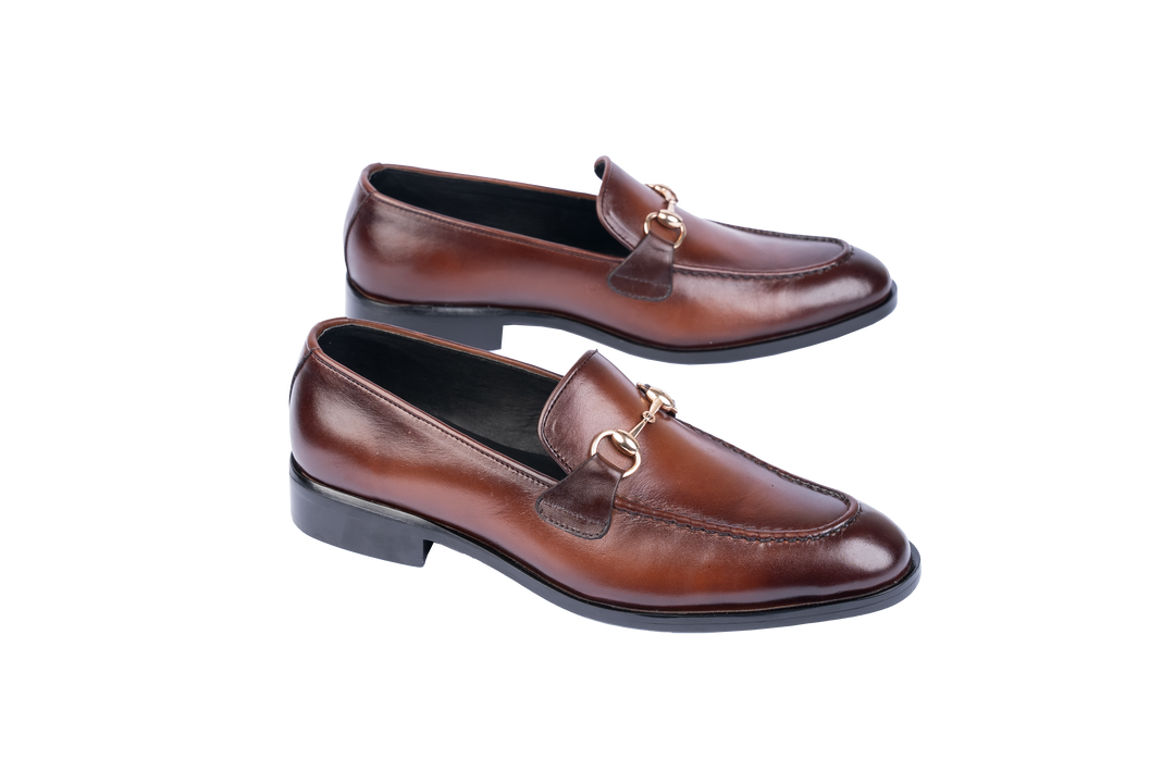 Men's Burnished Brown Leather Horsebit Loafers