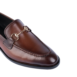 Men's Burnished Brown Leather Horsebit Loafers
