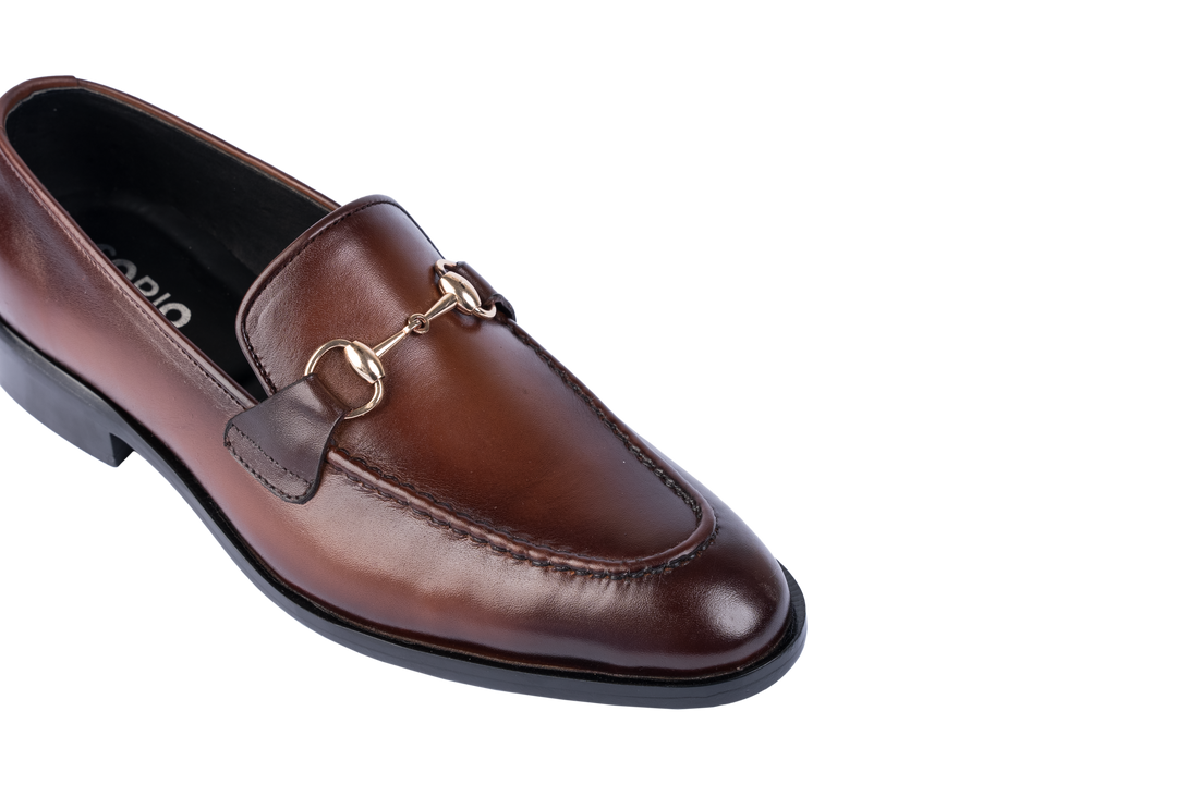Men's Burnished Brown Leather Horsebit Loafers