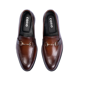 Men's Burnished Brown Leather Horsebit Loafers