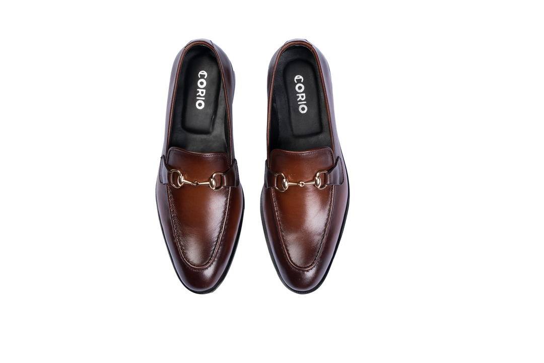 Men's Burnished Brown Leather Horsebit Loafers